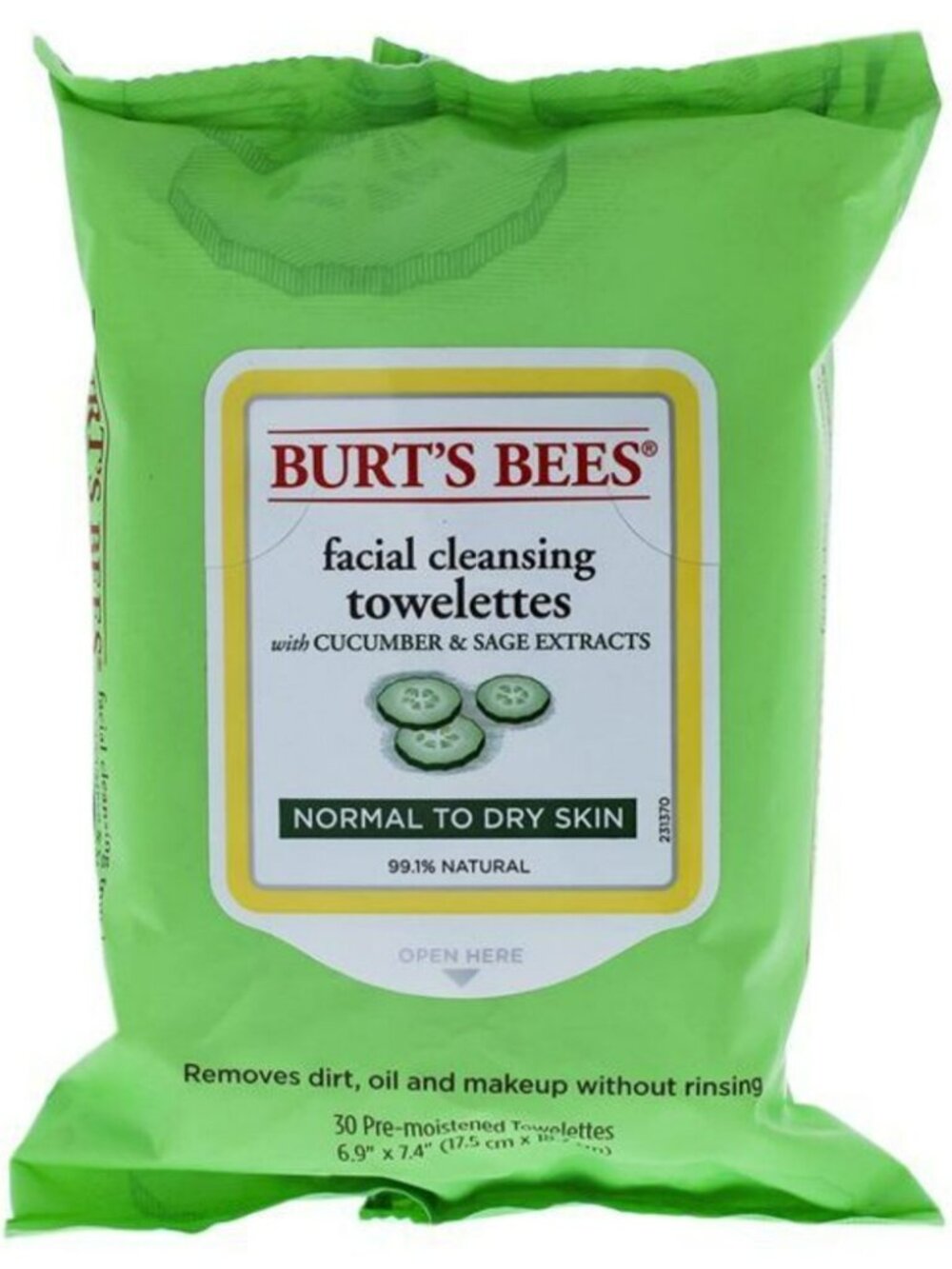 Burt's Bees Facial Cleansing Towelettes - Cucumber & Sage Extracts - 30ct